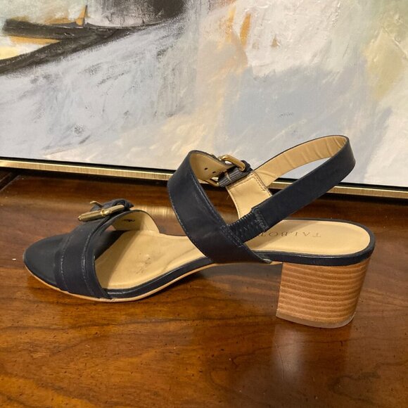 Talbots Black Kitten Heel Women Size 9 Open Toe Buckle Strap - Picture 10 of 12